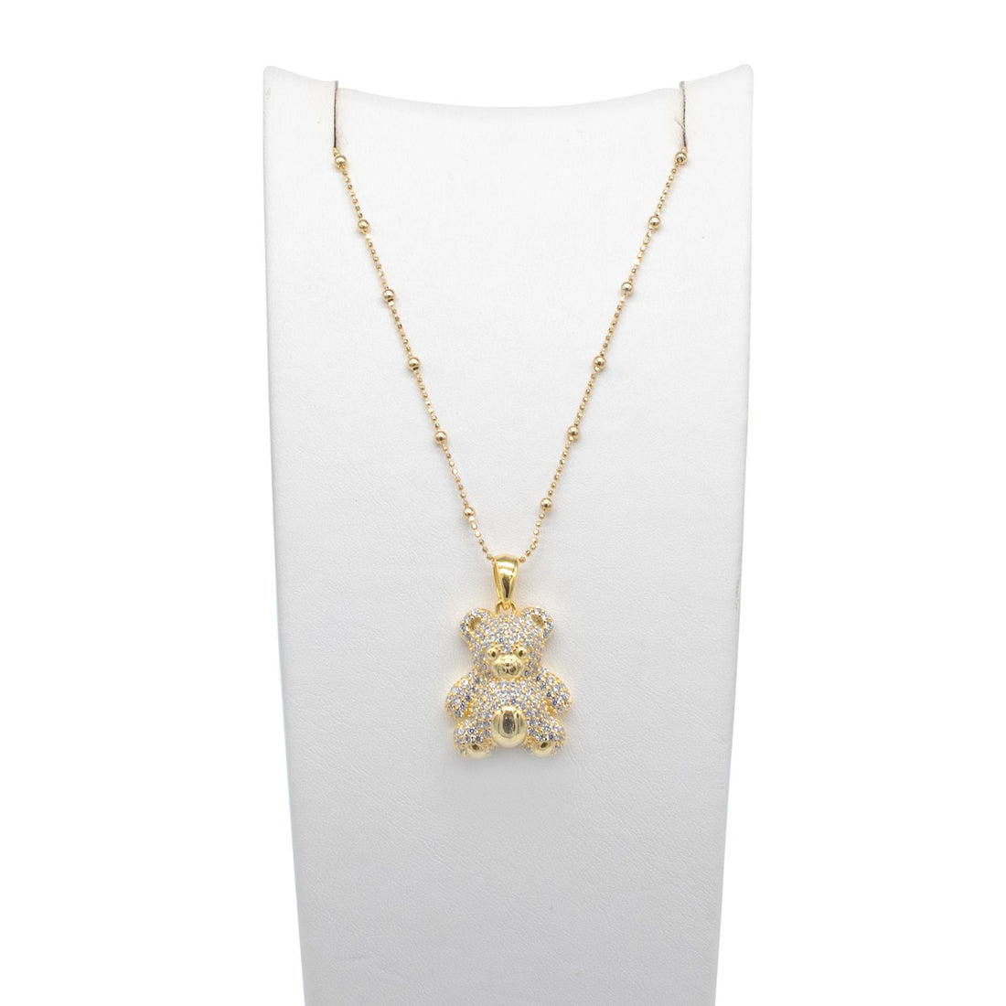 Collana Donna Re Mida Argento 925 Dorato Orsetto Zirconi Bianchi C012