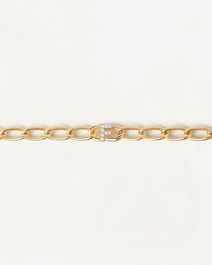 Bracciale Donna PDPaola Argento 925 Dorato Catena Iniziale F Zirconi PU01-543-U