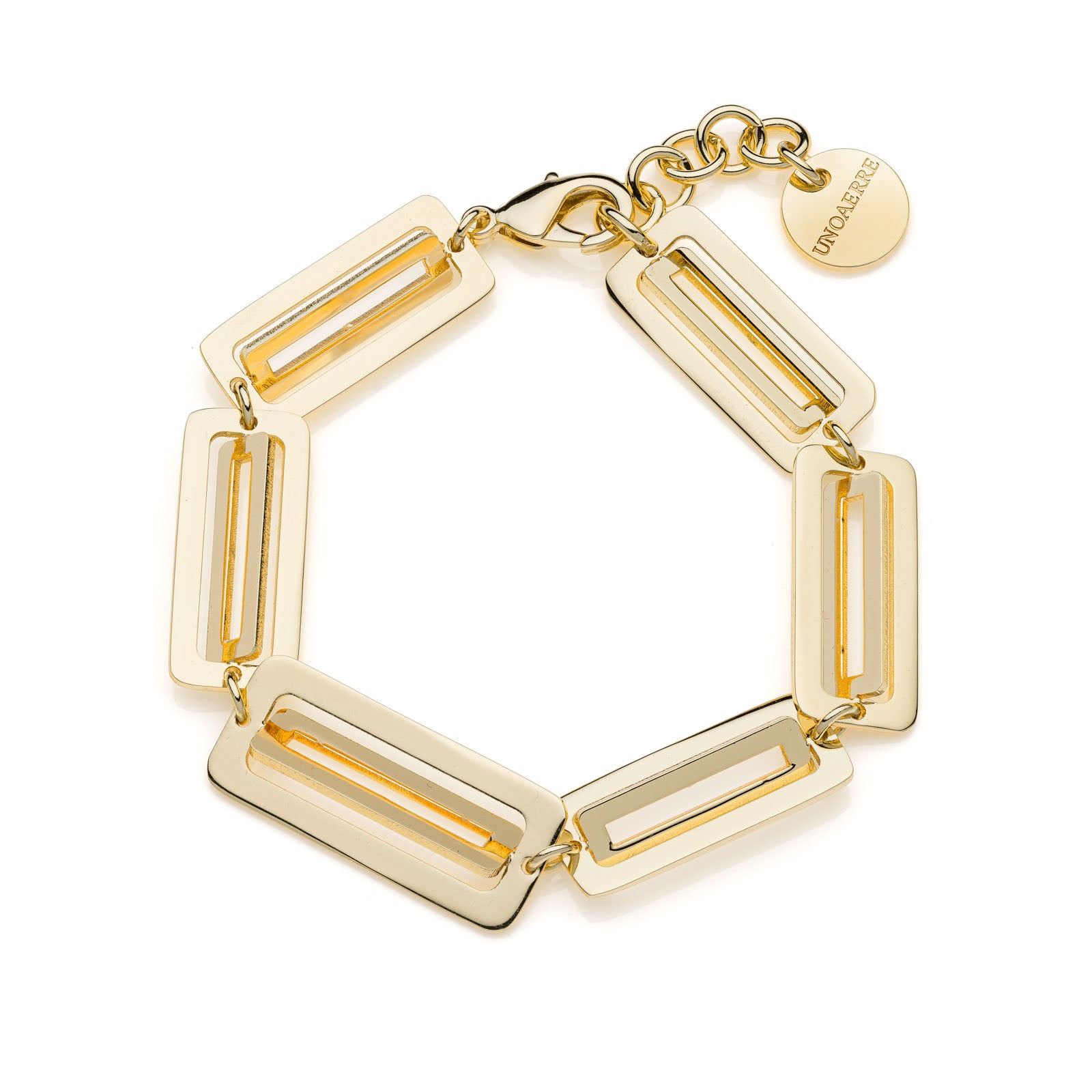 Bracciale Donna Unoaere Bronzo Dorato Catena rettangolare dorata Dinamica 555871