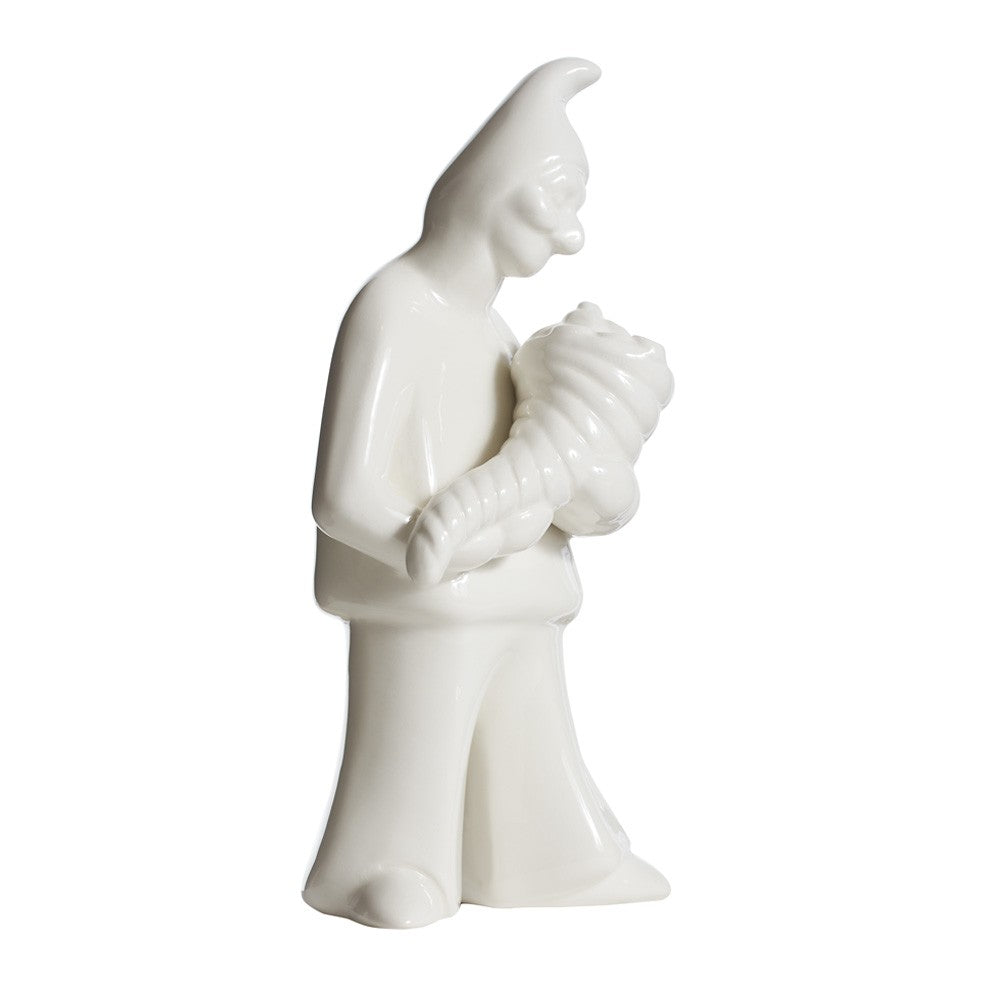 Scultura Pulcinella Novus Abbonzanza Ceramica Bianca Macrì TE074