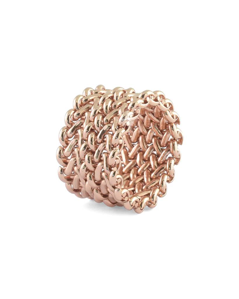 Anello Donna Unoaerre Bronzo Fascia Chicco Di Riso Rosato 484198