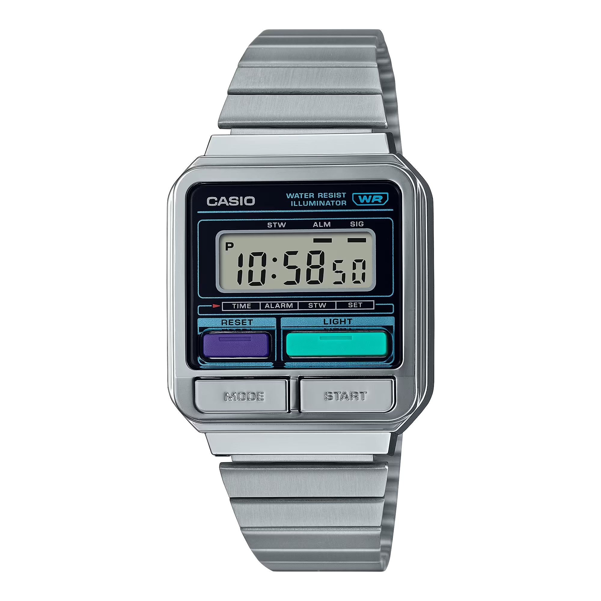 Orologio Unisex Casio Acciaio Quarzo Digitale Blu Elettrico Nero A120WE-1AEF
