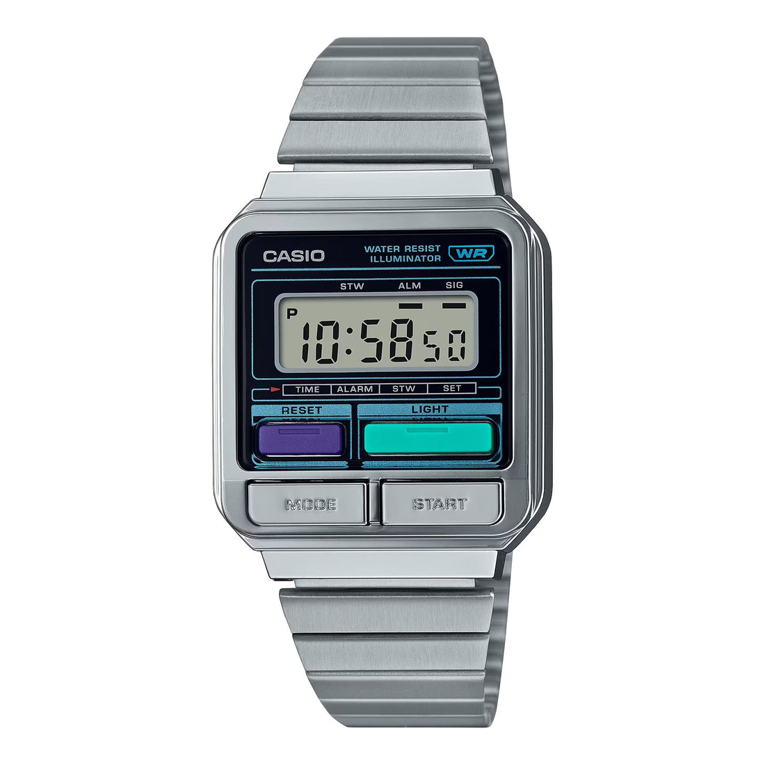 Orologio Unisex Casio Acciaio Quarzo Digitale Blu Elettrico Nero A120WE-1AEF