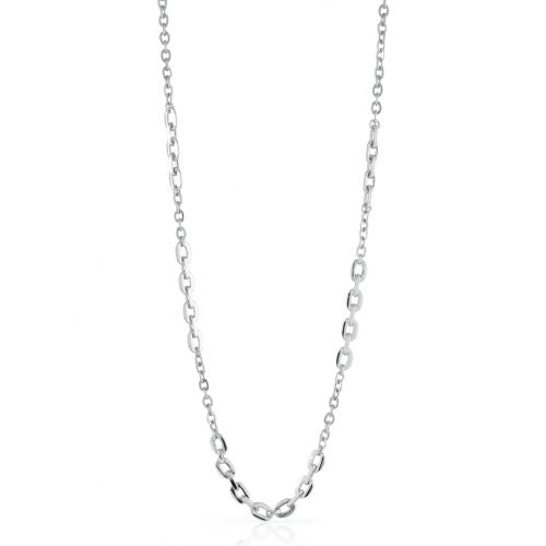 Collana Donna Unoaerre Bronzo Lucido Argentato Catena Rolò Lunga 484173
