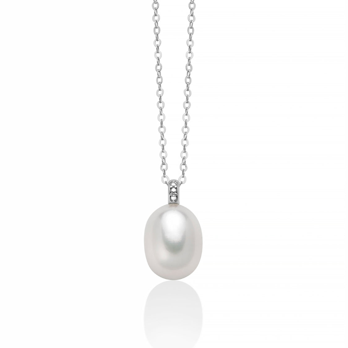 Collana Donna Miluna Girocollo Oro Bianco 18 KT Perla Goccia 8-8,5 mm PCL6323