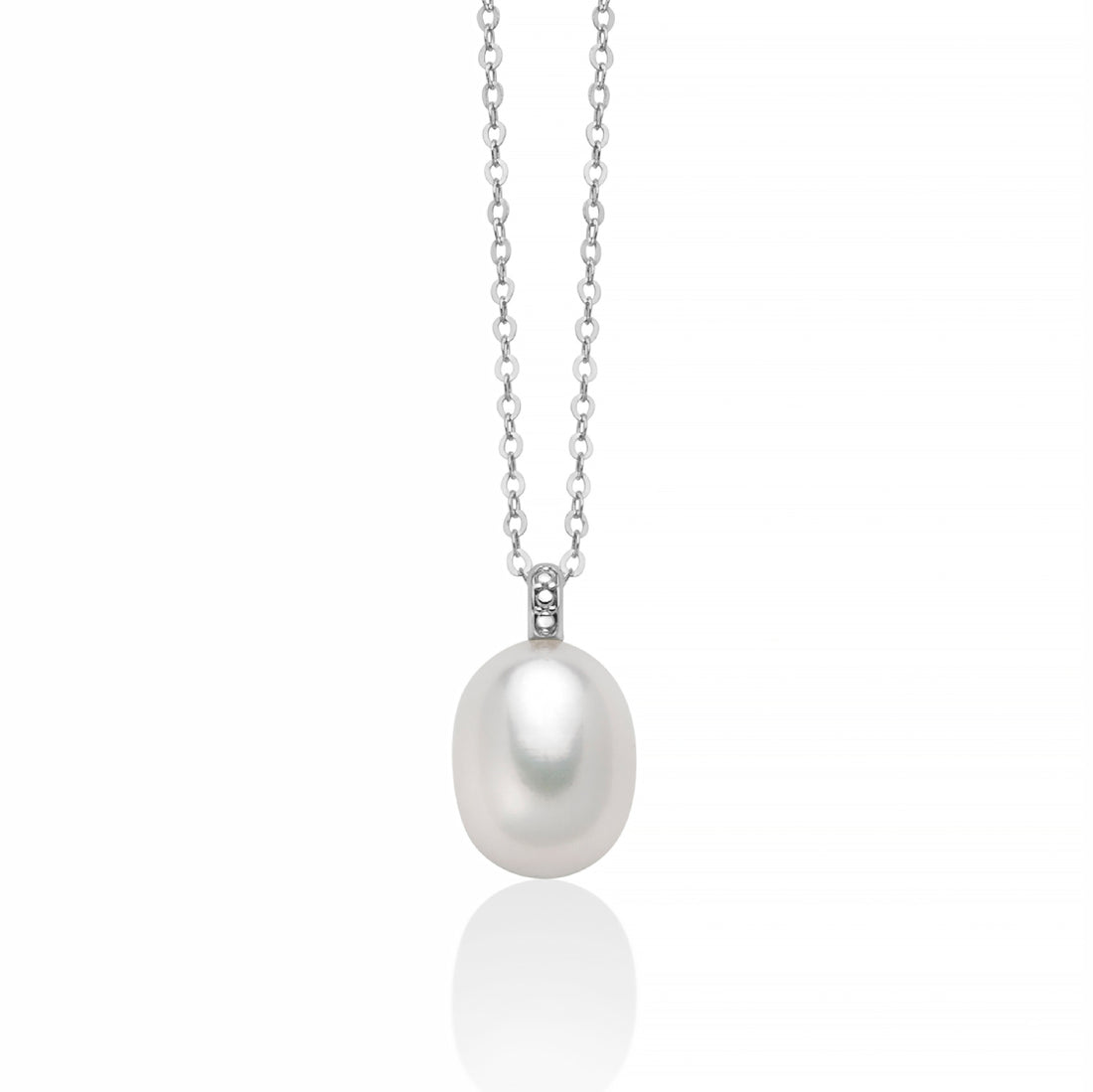Collana Donna Miluna Girocollo Oro Bianco 18 KT Perla Goccia 8-8,5 mm PCL6323