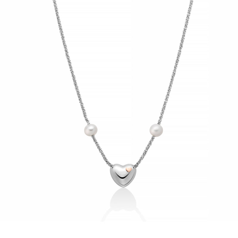 Collana Donna Miluna Argento 925 Miss Italia Perle Bianche Cuore Liscio PCL6445