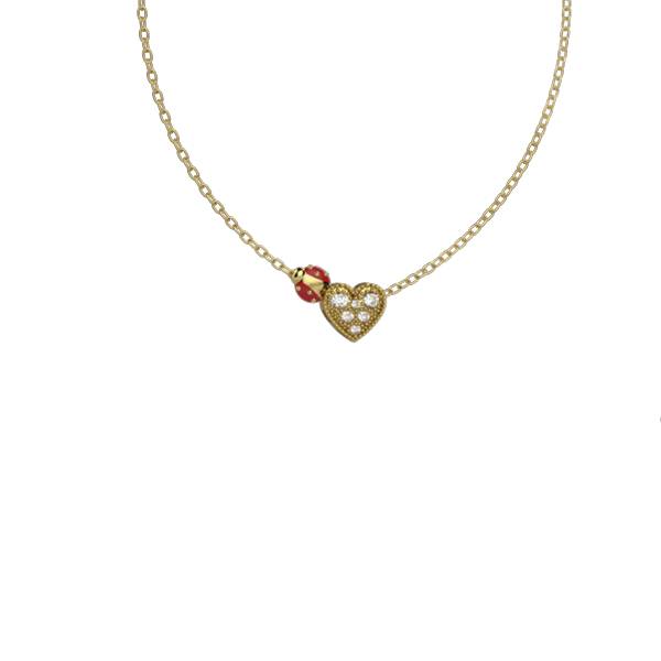 Collana Bambina Nanàn Argento 925 Gold Cuore Zirconi Coccinella NAN0630