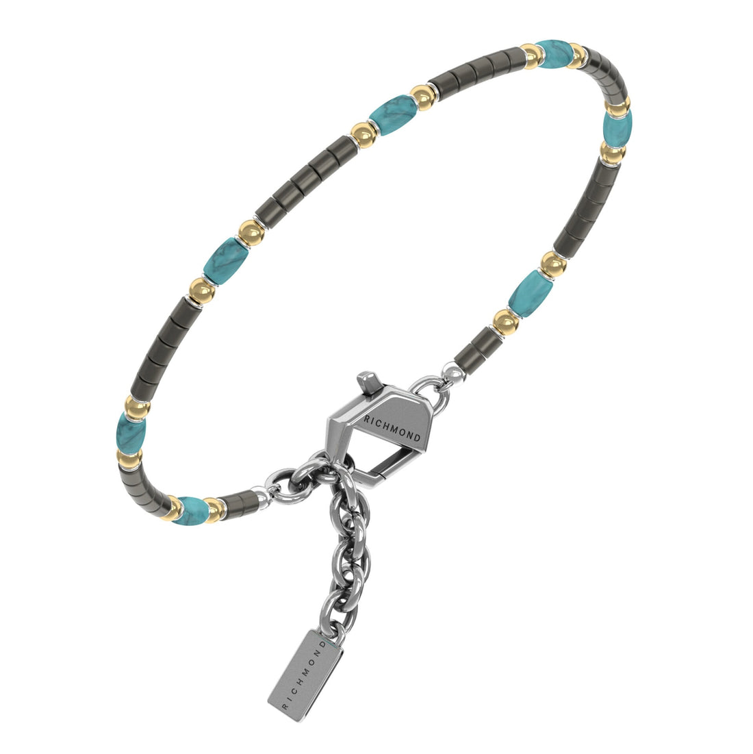 Bracciale Uomo John Richmond Titanio Diamante Ematite Turchese JRTB19