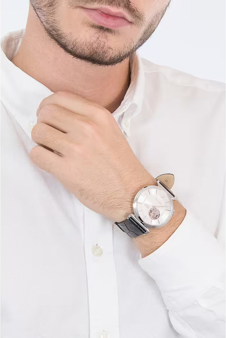 Orologio Uomo Bulova Automatico Regatta Skelethon Acciaio Open Heart Argentè 96A240