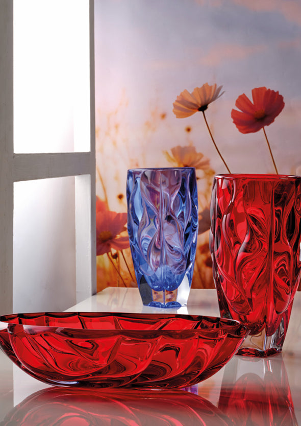 Vaso Cristallo Di Corte Onlylux Blu Onde Altezza 30 cm CDC01263