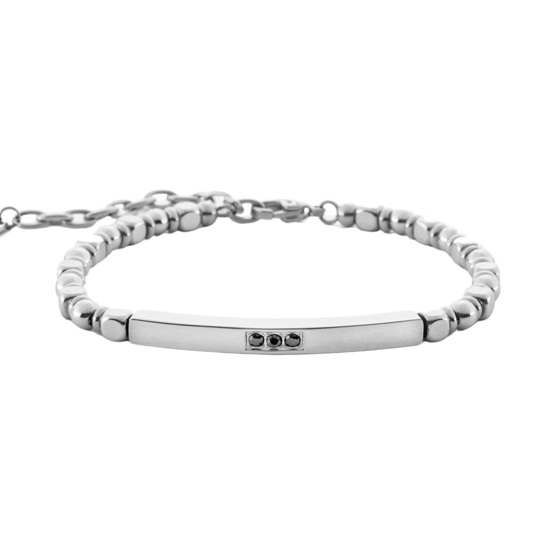 Bracciale 4US Cesare Paciotti Uomo Acciaio Zirconi Neri 4UBR6997