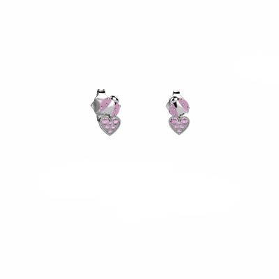 Orecchini Bambina Nanàn Argento 925 Cuore Coccinella Rosa NAN0605