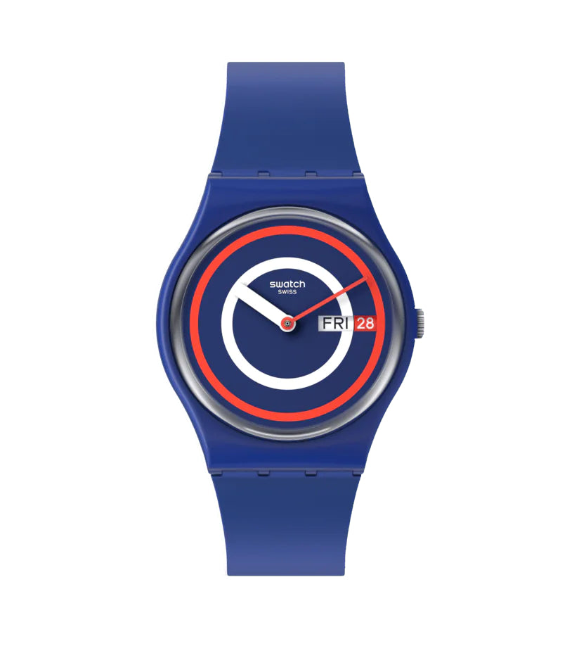 Orologio Unisex Bambino Swatch Bioceramic Cerchi Blu Quarzo Doppia Data SO28N703