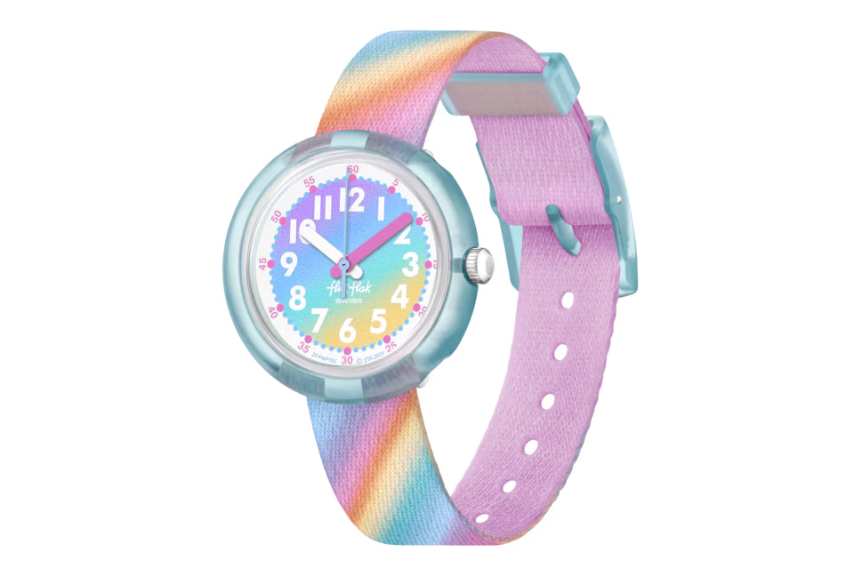 Orologio Bambina Swatch Flik Flak Liquid Rainbow Multicolore ZFPNP152