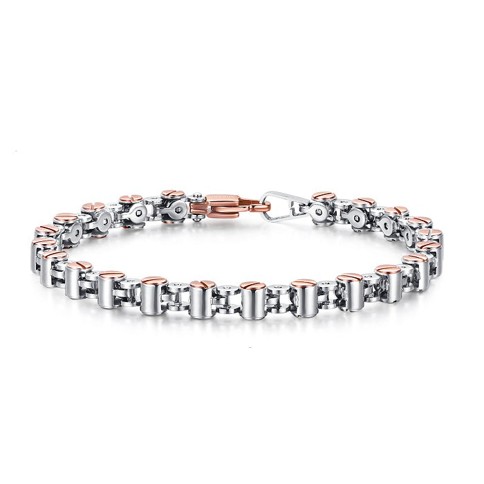 Bracciale Uomo Arkano Semirigido Acciaio Bicolore Rosè Viti Lavorate BAC46BR