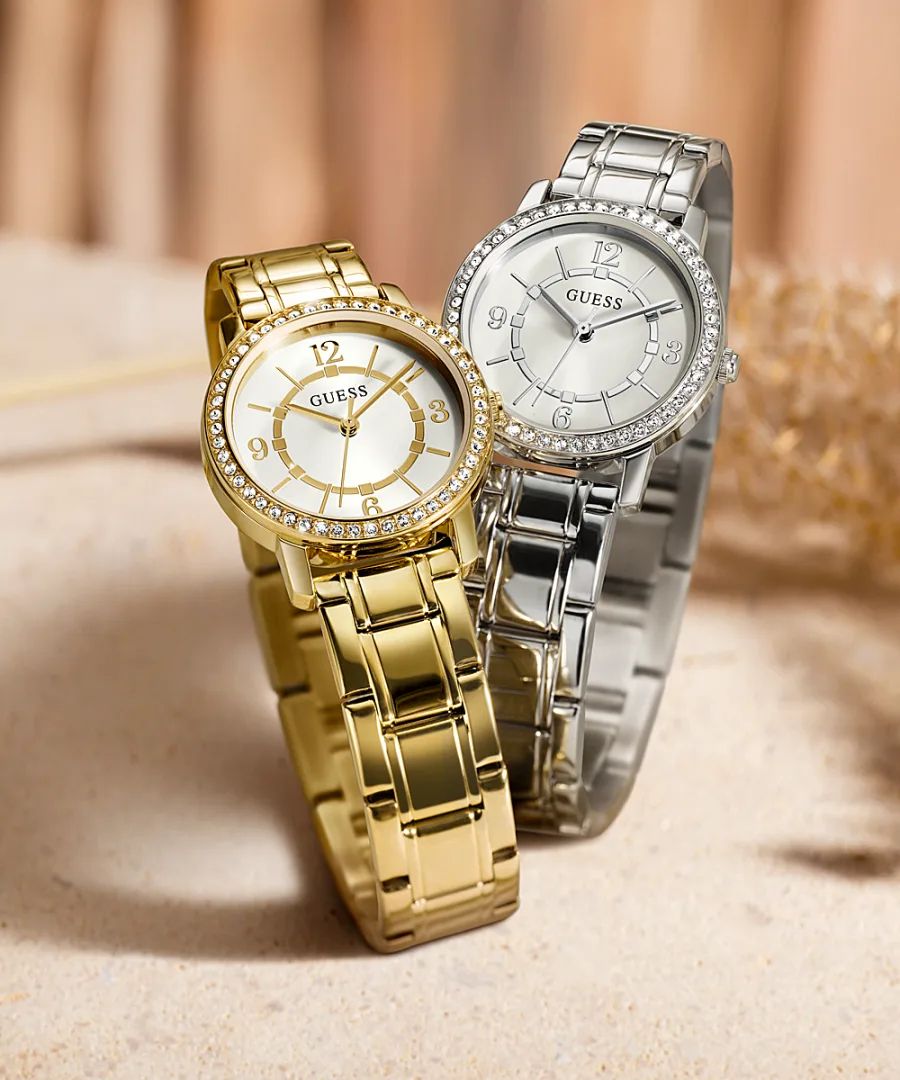 Orologio Donna Guess Quarzo Solo Tempo Zirconi Acciaio Dorato GW0468L2