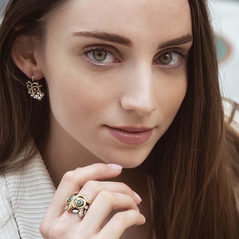 Orecchini Donna Nemoris Argento 925 Bronzo Rosè Civetta Pendente HOS12