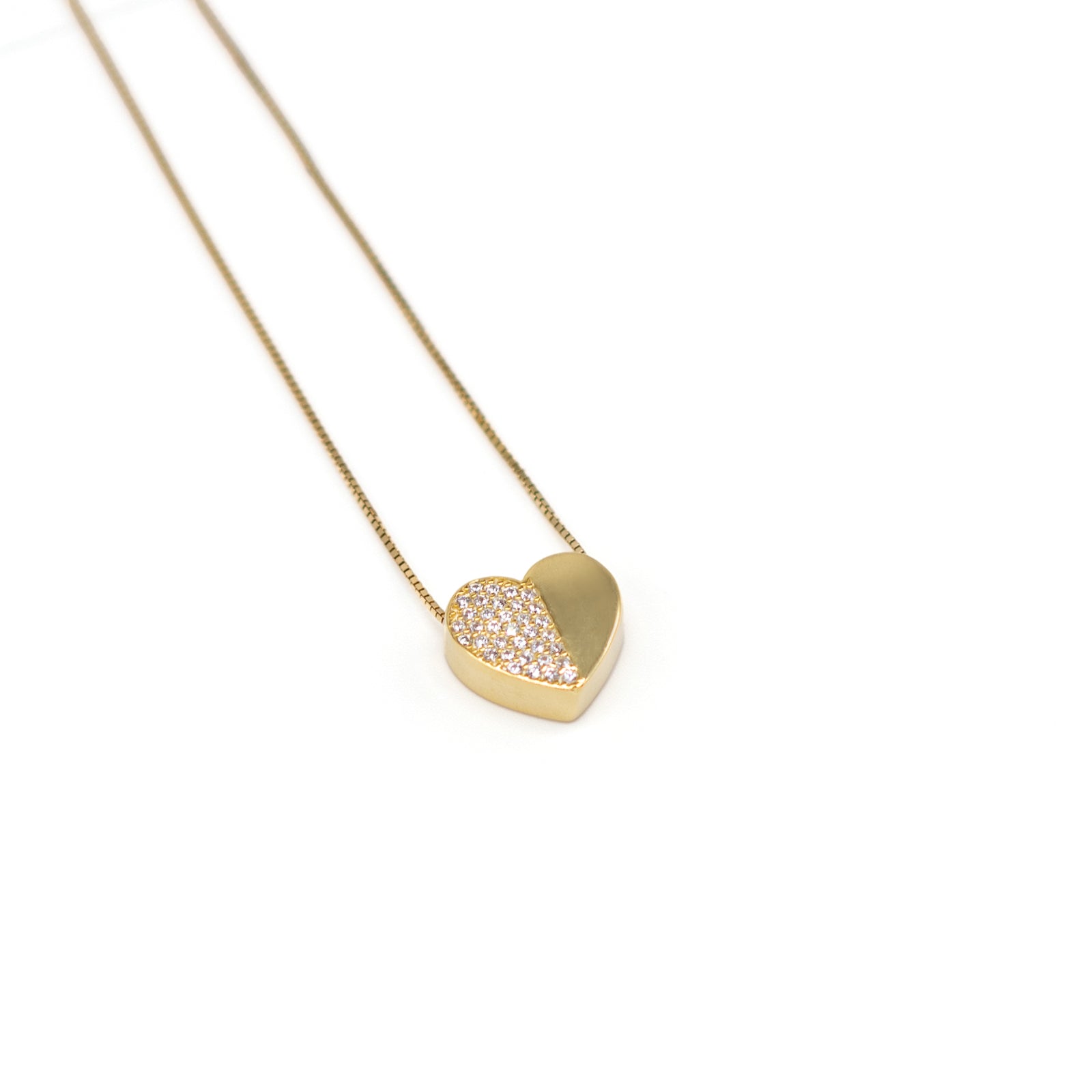 Collana Donna Re Mida Argento 925 Dorato Cuore Zirconi Bianchi C002