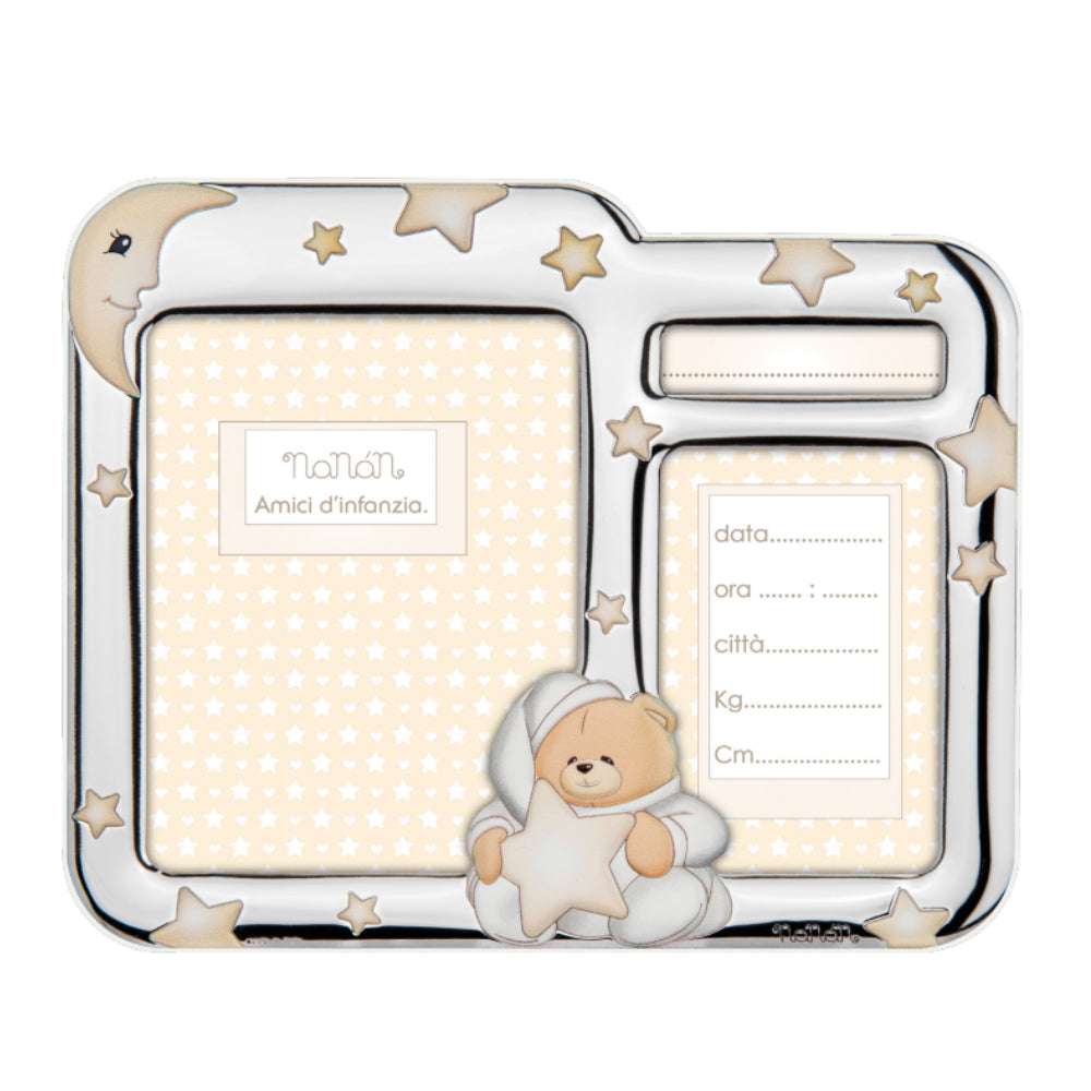 Cornice Argento Nanan Bambina Bambino Orsetto Crema NCO0007