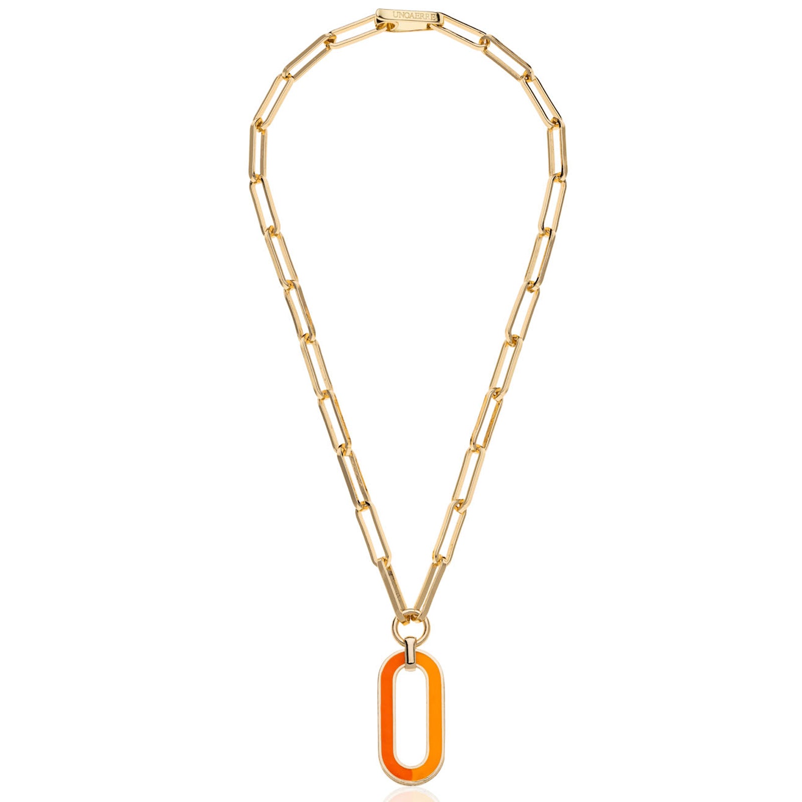 Collana Donna Unoaerre Bronzo Dorato Pendente Smaltato Arancio 525607