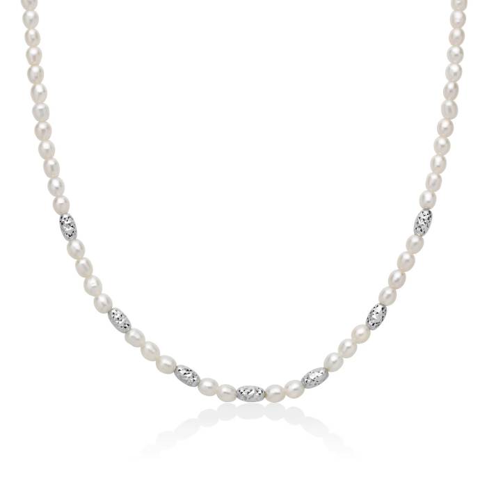 Collana Donna Miluna Perle Pepite Argento Diamantato PCL6656B