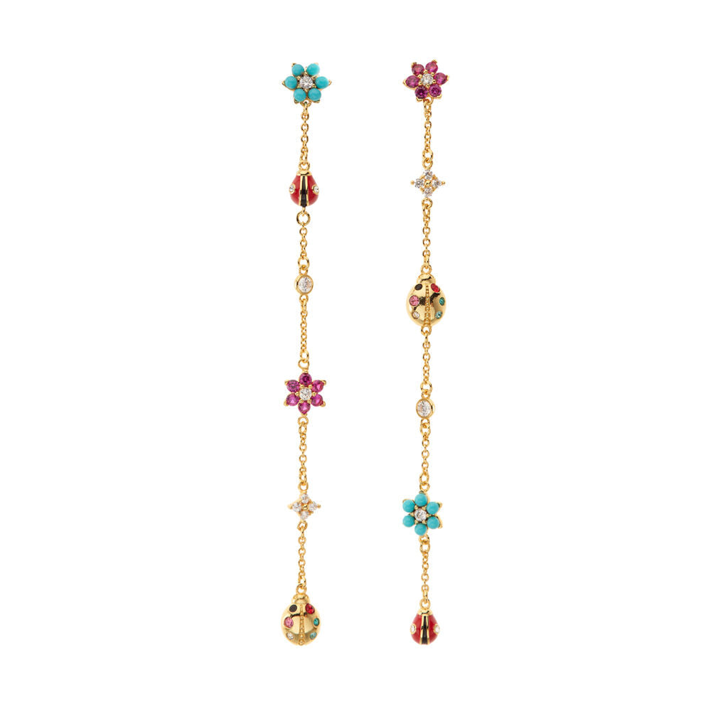 Orecchini Donna Ottaviani Pendenti Zirconi Bronzo Dorato Coccinelle 500762O