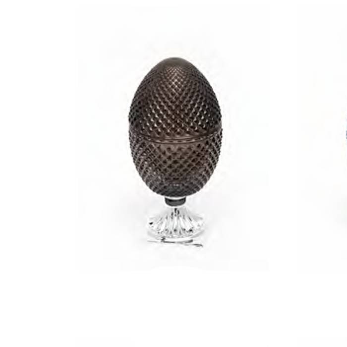 Scatola Pigna Sequenze Fumè Vetro Base Argento 20 cm PG0221