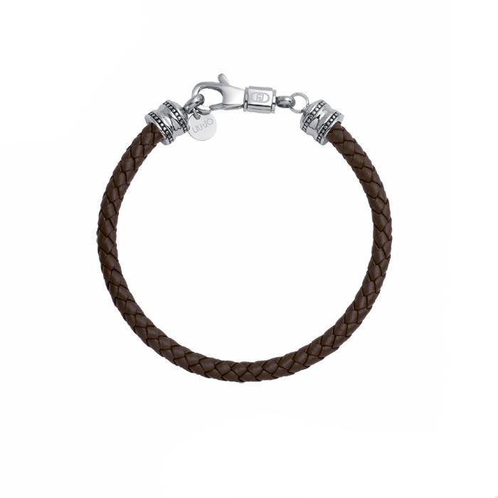 Bracciale Uomo Liu Jo Acciaio Lucido Pelle Marrone MLJ672