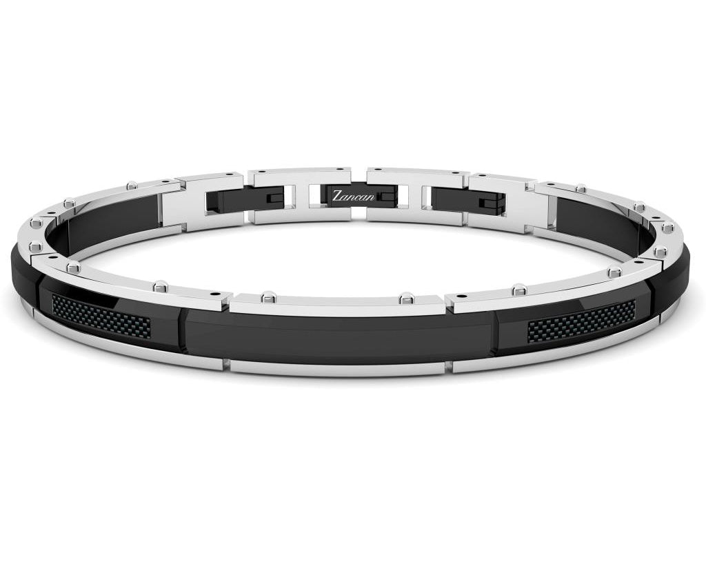 Bracciale Uomo Acciaio Zancan Targa con fibra di carbonio  EHB274