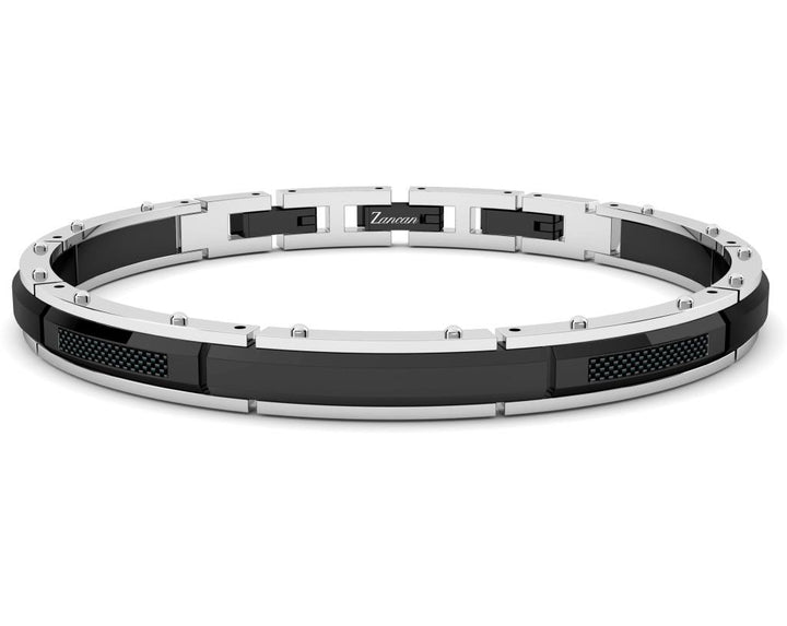 Bracciale Uomo Acciaio Zancan Targa con fibra di carbonio  EHB274