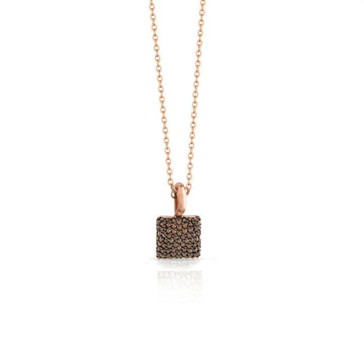 Collana Donna Sogni Argento Rosè 925 Quadrato Zirconi Neri CL039RBW