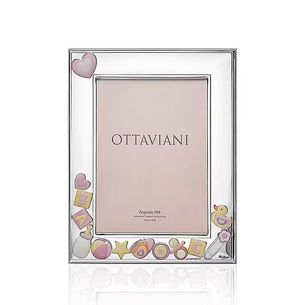 Portafoto Ottaviani Argento 999 Nascita Bimba 9x13 7007BR