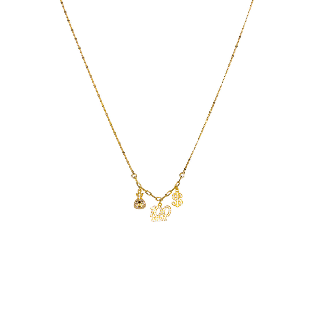 Collana Donna Re Mida Argento 925 Dorato Amuleti Zirconi Bianchi C022