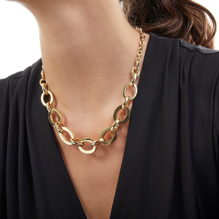 Collana Donna Unoaerre Bronzo Lucido Dorato Catena Squadrata Girocollo 512201