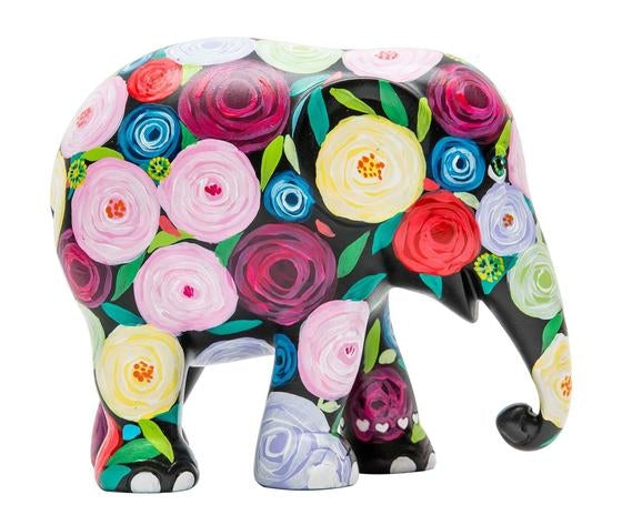 Scultura Elefante Onlylux Rambling Rose 15cm Resina Dipinto A Mano 8858831245297
