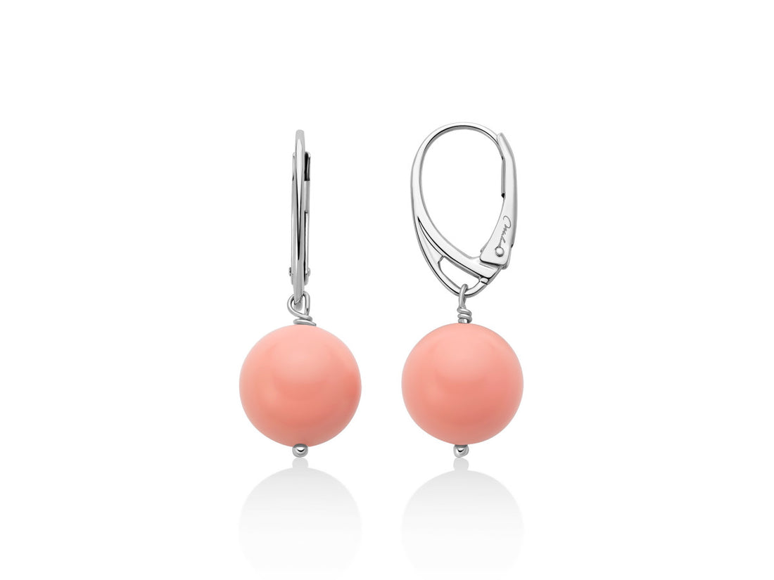 Orecchini Donna Argento 925 Pendenti Miluna Pasta Di corallo Rosa Monachella PER2822