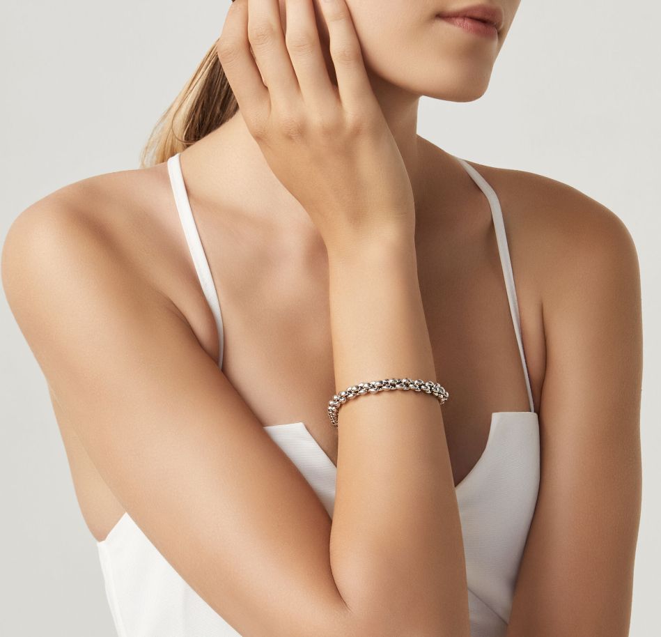 Bracciale Donna Giovanni Raspini Argento 925 Maglia Bold Anelli Lucidi 11051