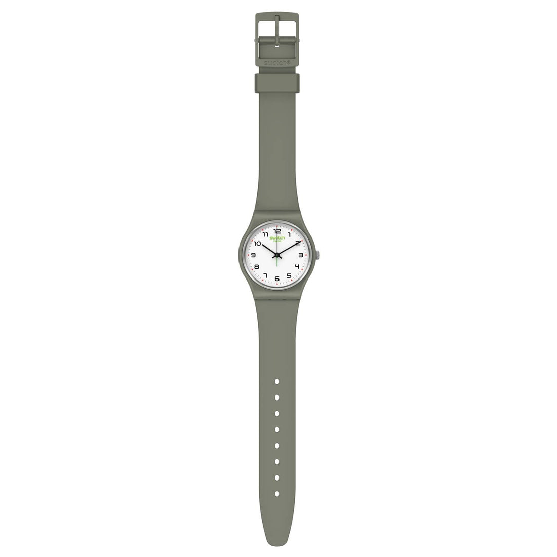 Orologio Uomo Gomma Resina Swatch Quarzo Solo Tempo Verde Numeri SO28G101