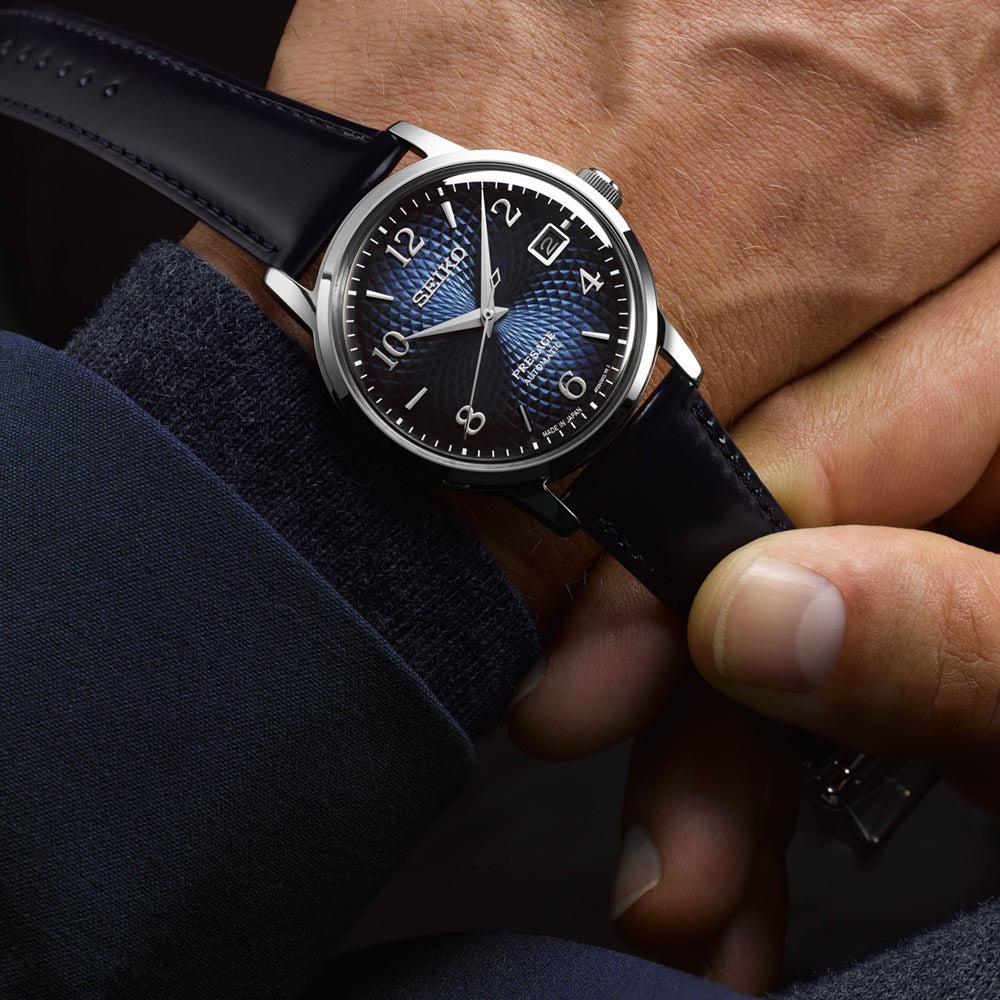 Orologio Uomo Seiko Automatico Presage Blu Cocktail Time SRPE43J1
