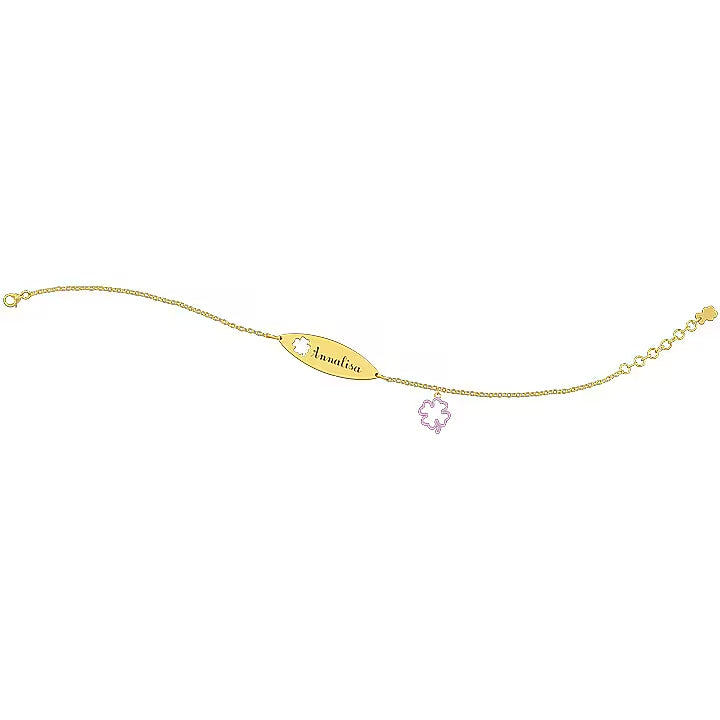 Bracciale Bambina Nanan Oro Giallo 9 KT Targhetta Liscia Per Incisione NGLD0042