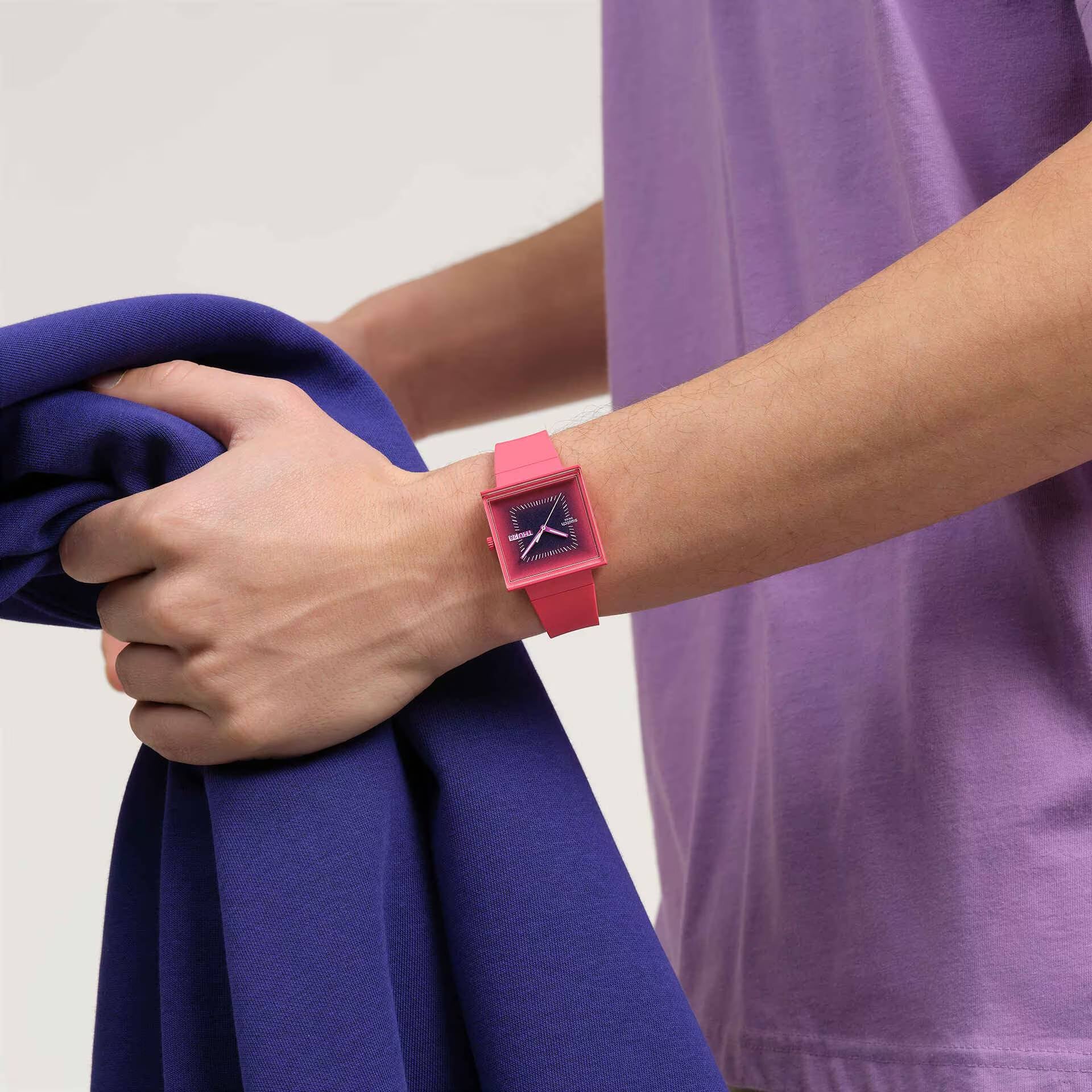 Orologio Unisex Swatch What IF SQUARELY BERRY Cassa Quadrata Rosa SO34R700