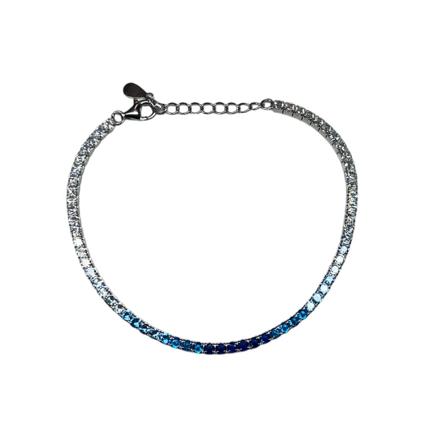 Bracciale Unisex Re Mida Tennis Argento 925 Zirconi Blu Sfumati Tennis-52