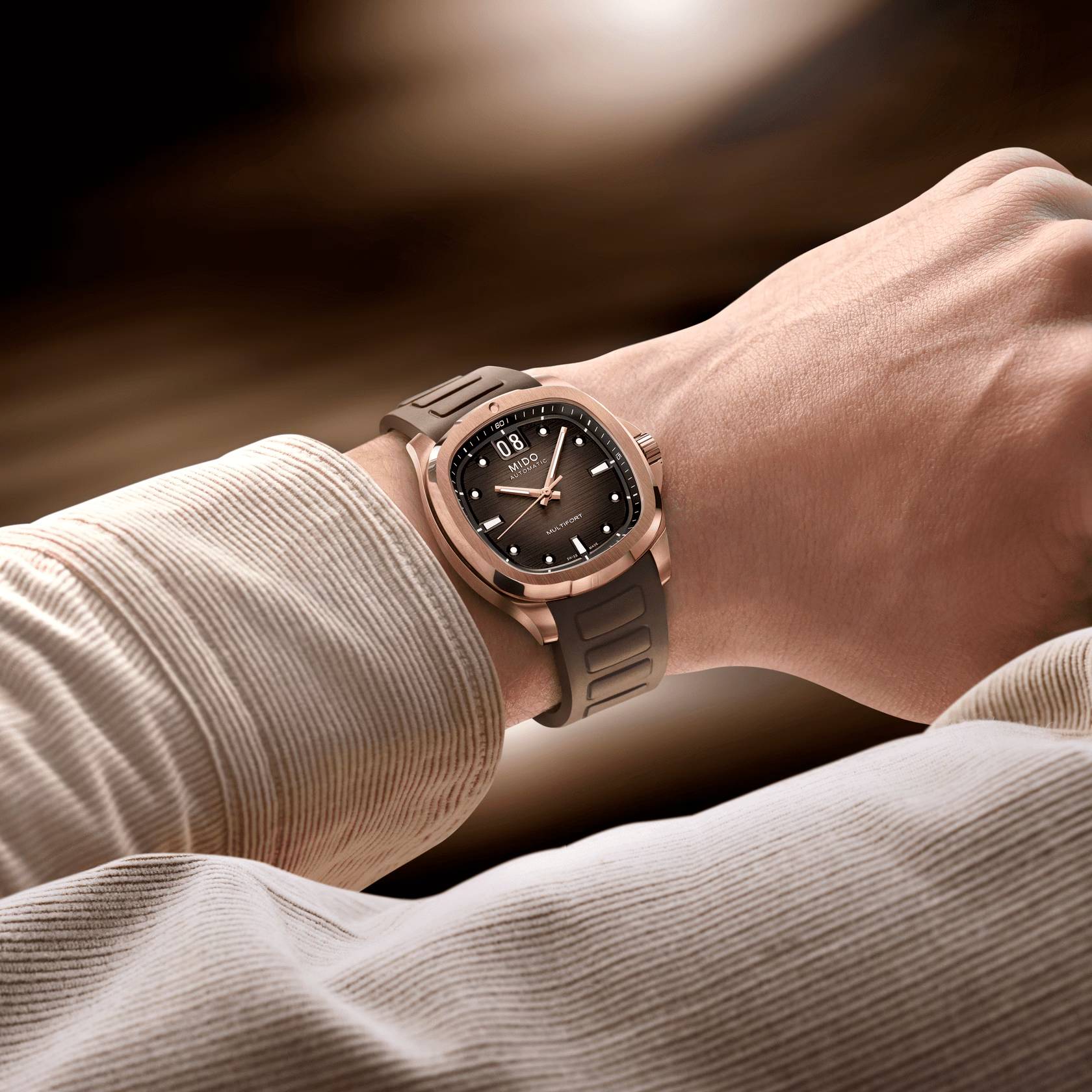 Orologio Uomo Mido Rosè Multifort TV Gran Data Cioccolato M0495263729100