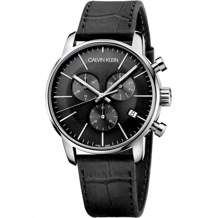 Orologio Uomo Calvin Klein Quarzo Cronografo Data Acciaio Pelle Nero K2G271C3