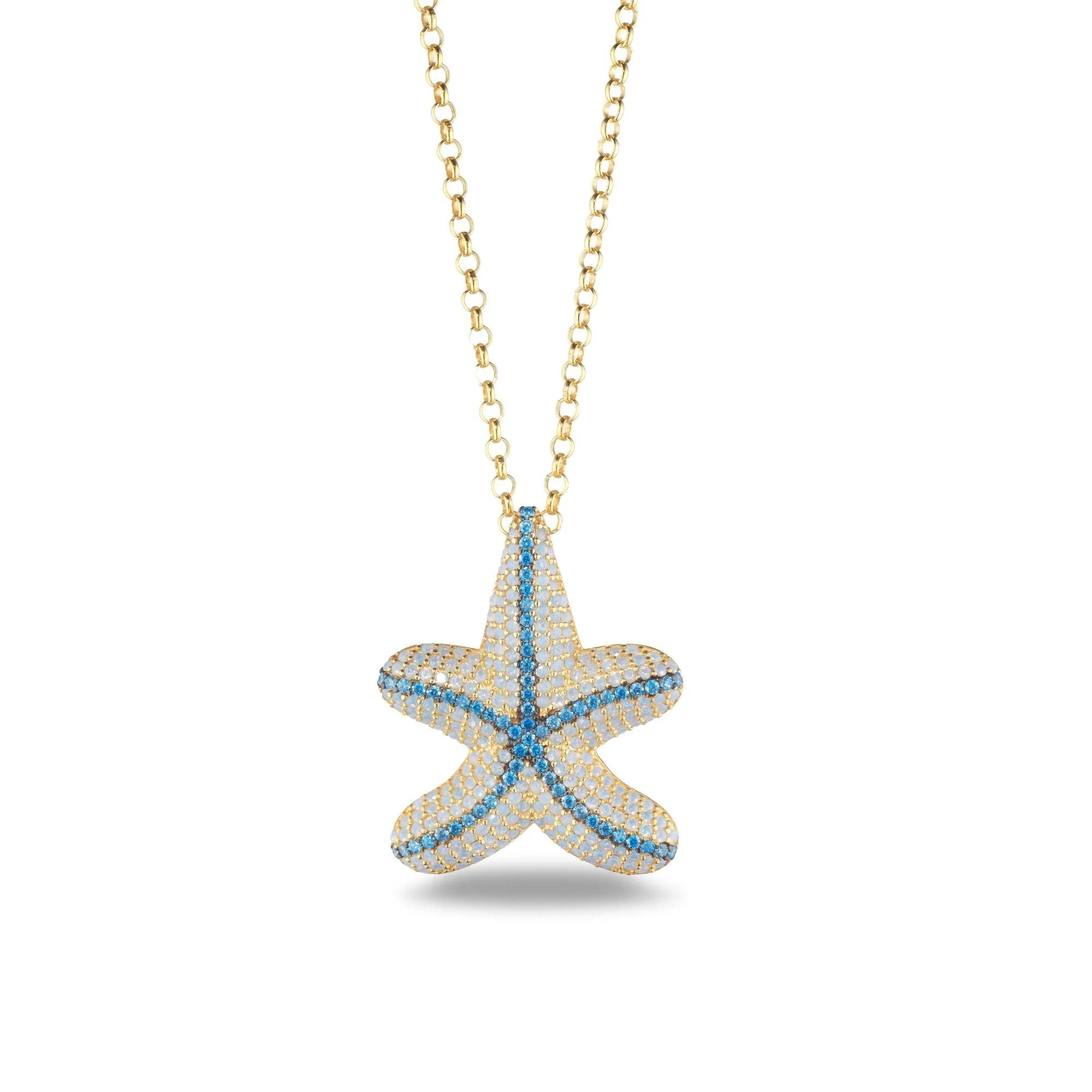 Collana Donna Sogni Argento 925 Dorato Stella Marina Zirconi Colorati CL104GOA