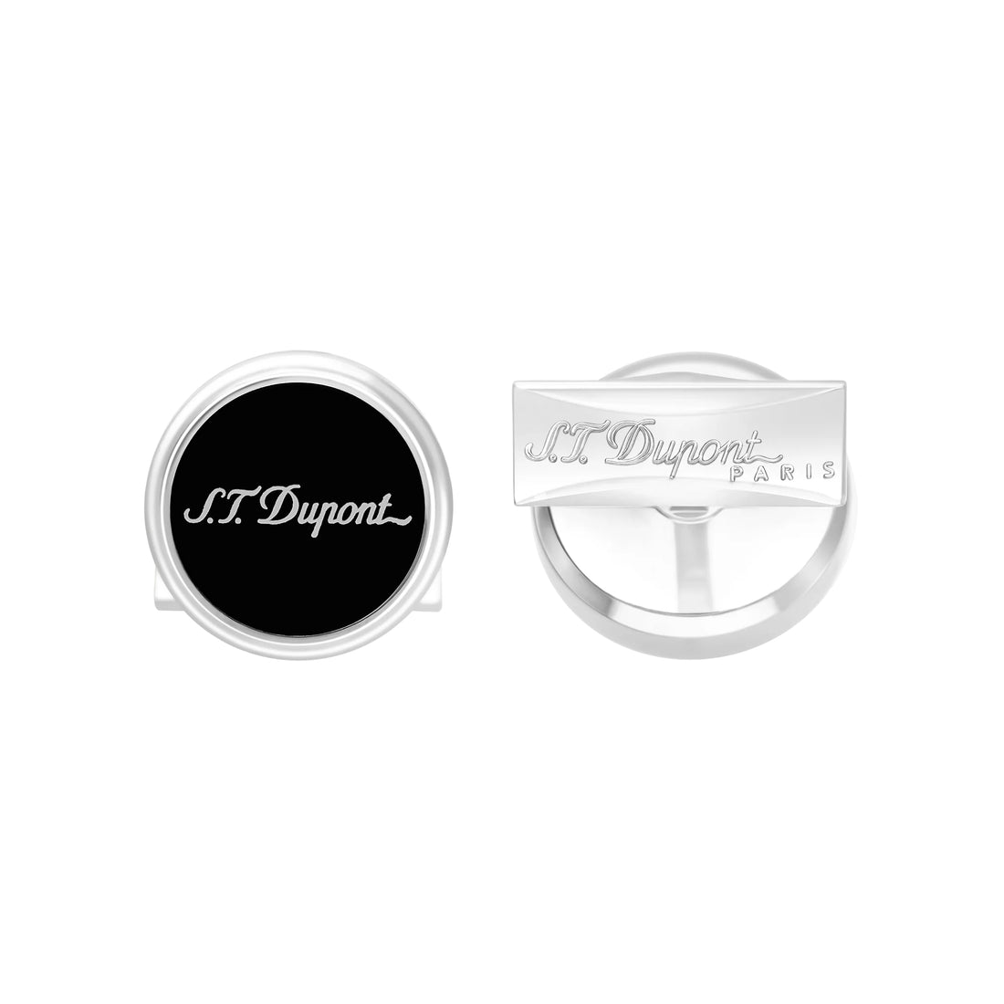 Gemelli Uomo Dupont Acciaio Smalto Nero Logo 005832