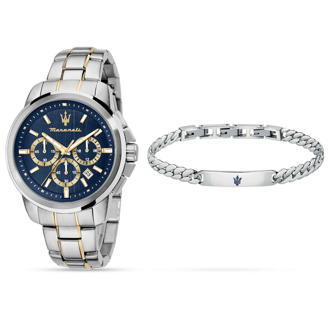 Orologio Uomo Maserati Set Box Bracciale Acciaio Bicolore Quarzo Data R8873621036
