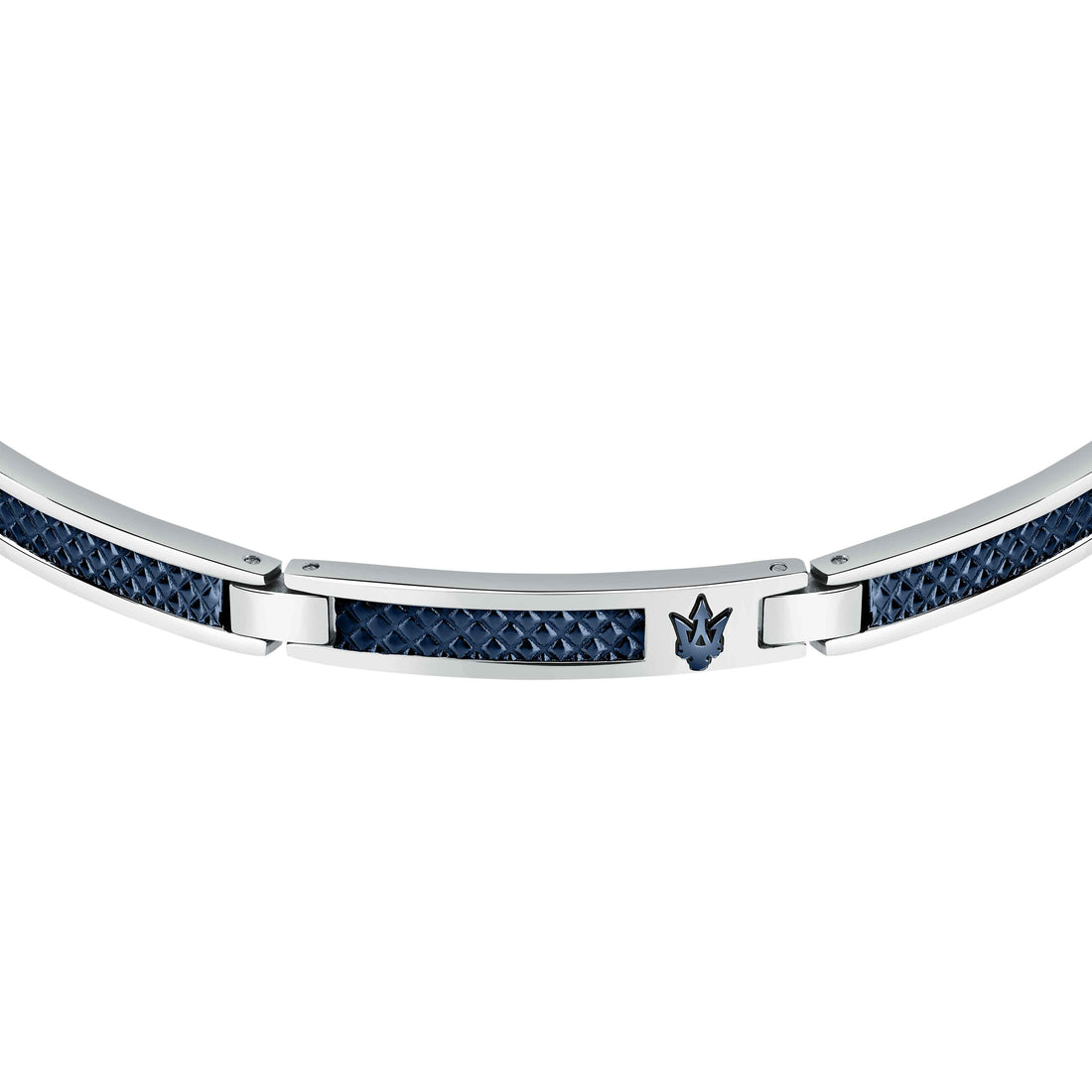 Bracciale Uomo Maserati Acciaio Borchie Logo PVD Blu JM523AVD33