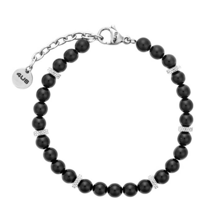 Bracciale Uomo Acciaio 4US Cesare Paciotti Onice Nera Lucida 4UBR8639